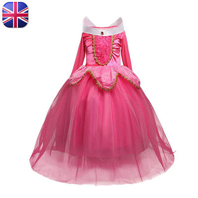 Girls Sleeping Beauty Princess Aurora Fancy Dress Cosplay Halloween Costume 3-8Y 