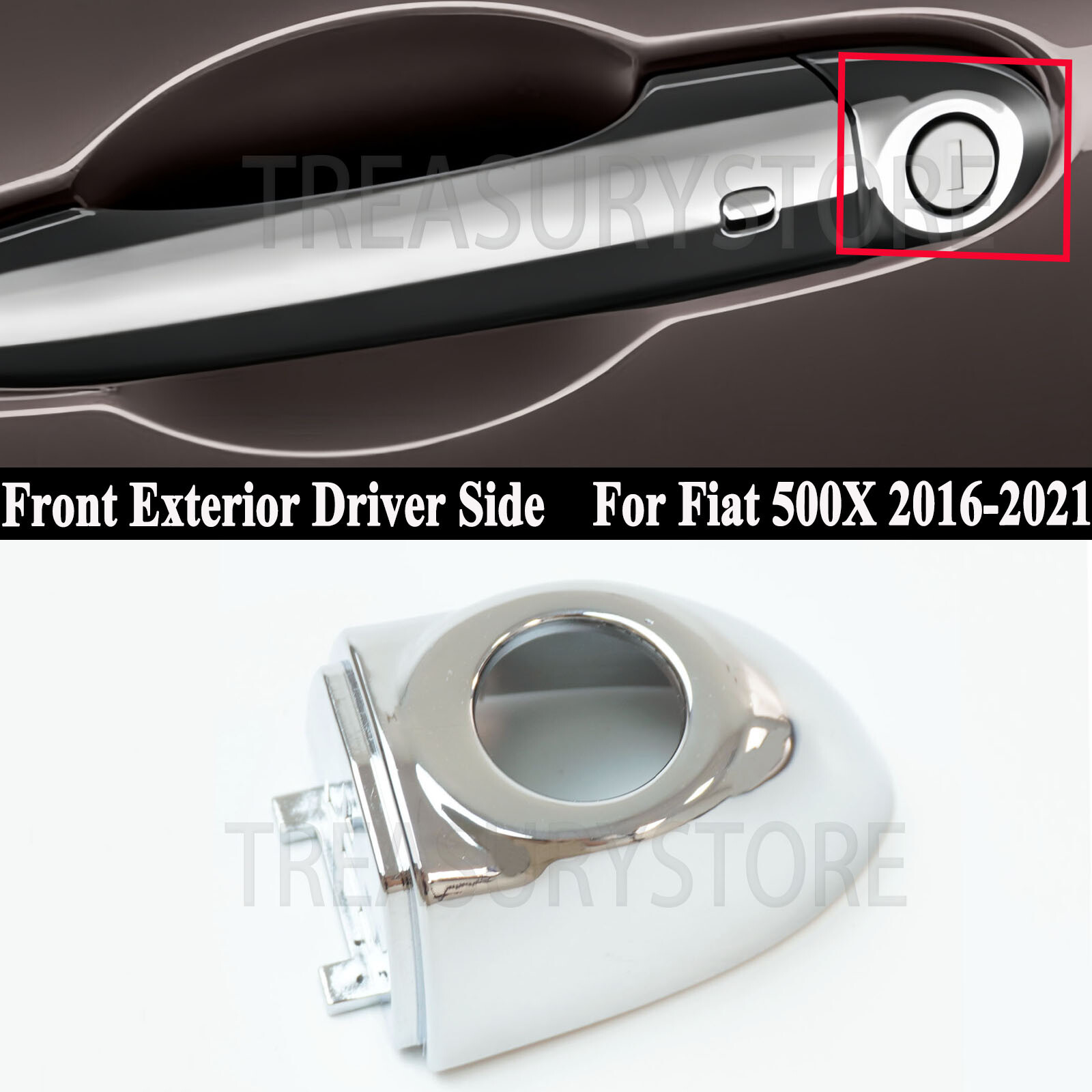 Chrome Front Left Exterior Door Handle Trim Molding Cover For Fiat 500X 16-2021