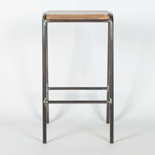 INDUSTRIAL SCIENCE SCHOOL LAB RAW STEEL WOODEN BAR STOOL PUB CAFE - Picture 3 of 7
