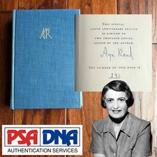 AYN RAND * PSA * Atlas Shrugged Signed 10 Year Anniversary Autograph Limited Ed.