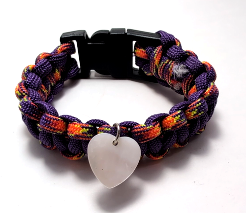 Lila & Orange Paracord Armband mit weißem Herz Charm 7,75" - Bild 8 von 8
