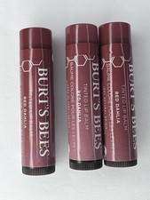 3x Burt's Bees Lip Tinted Lip Balm Red Dhalia, Long Lasting 2 in 1