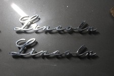 1947 1948 Lincoln Emblem - Pair Nice - Good Tabs - Very Bright Chrome