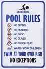 Personalized Swimming Pool Rules Metal Sign Vintage Funny Art 12x8
