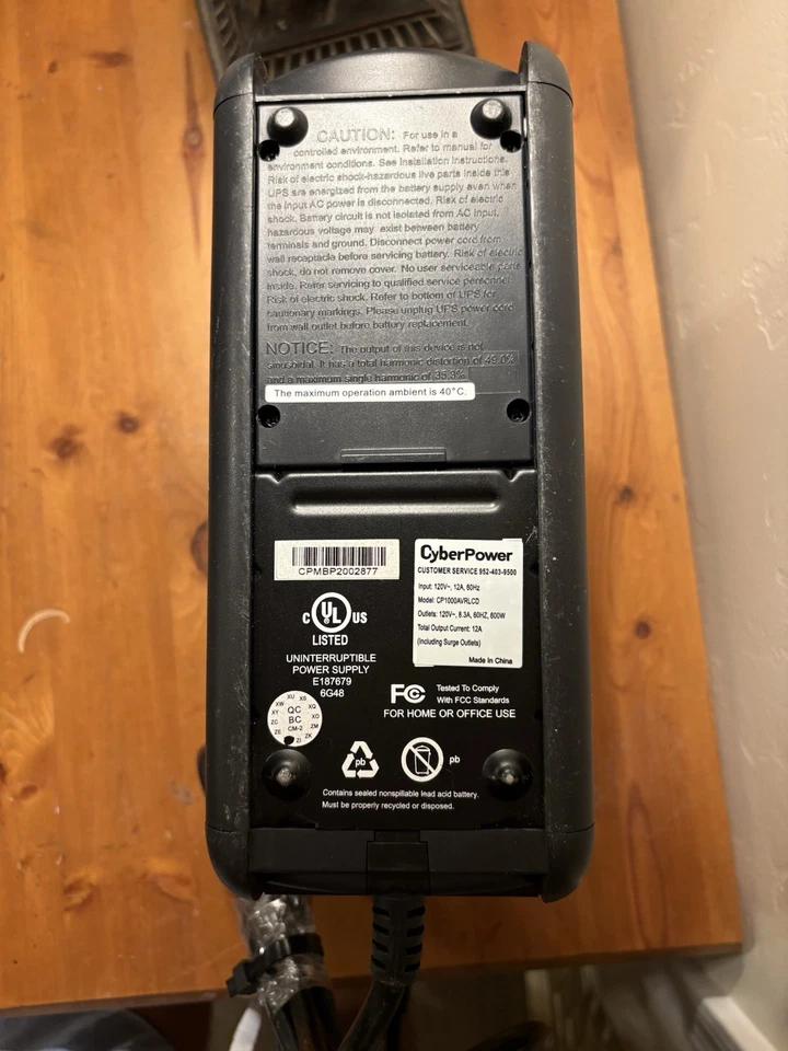 CyberPower 1000 AVR  LCD UPS CP1000AVRLCD9 Outlets 600W Mini-Tower For Parts - Image 2 of 4