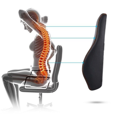 Lumbar Back Support Pillow for Car & Office, Black Memory Foam Cushion - Picture 3 of 5