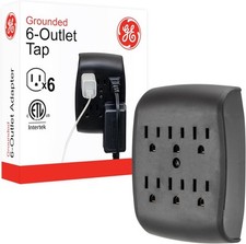 6-Outlet Extender Wall Tap, Grounded Adapter, Charging Station, 3-Prong, Secu