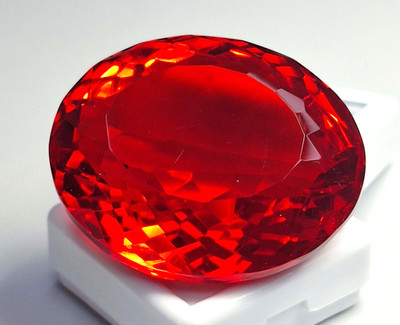 Mexican Fire Opal Oval Cut 128-130 Ct Red Orange Loose Certified Gemstone SP147