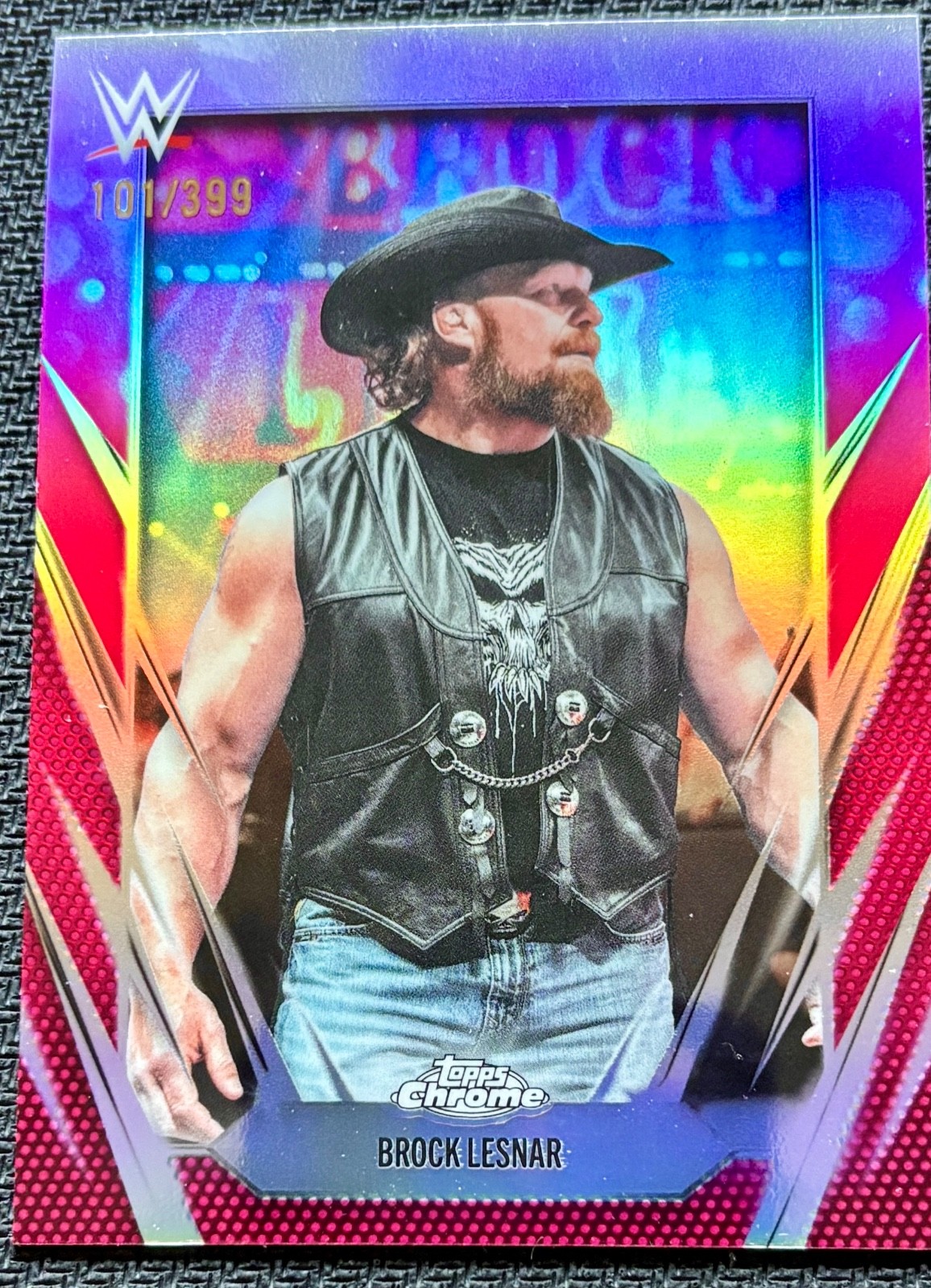 Brock Lesnar 2026 Topps Chrome WWE Magenta Refractor /399 #168