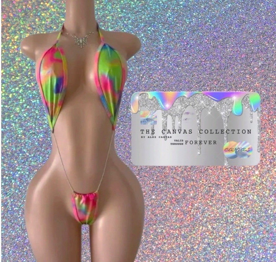 EXOTIC DANCER/ STRIPPER WEAR: MULTICOLORED BACKLESS BODYSUIT