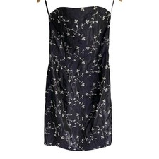 Vintage Jessica McClintock Gunne Sax Size 5 Floral Metallic Strapless Dress USA