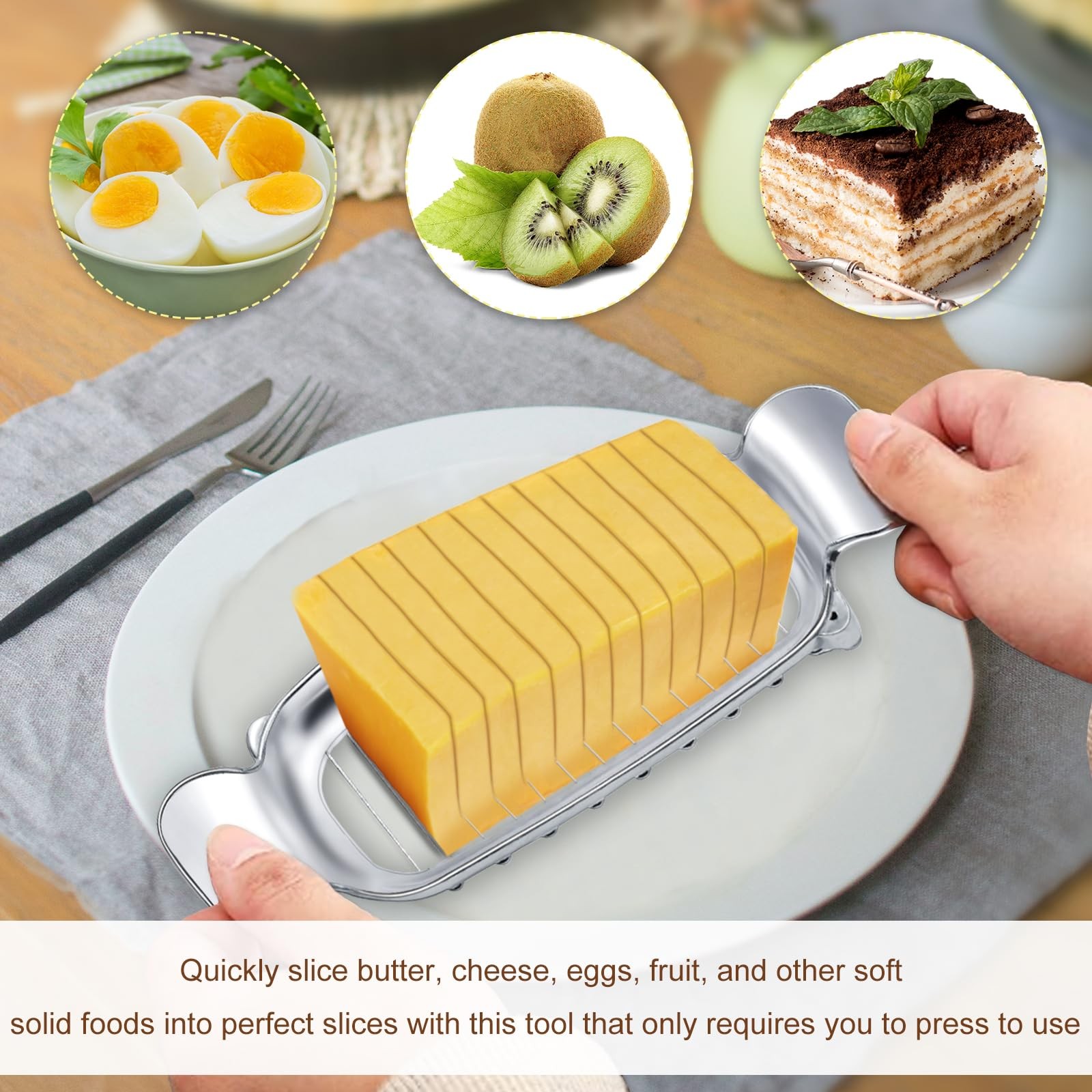 Stainless Steel Butter Slicer Cheese Block Cutter for Fruits Butter Cheese Block