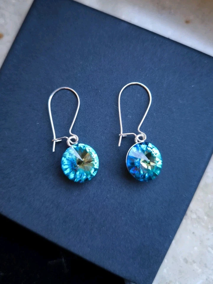 12 mm Rivoli Kristall 925 Silber Ohrringe, Kristalle Von Swarovski 