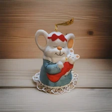 Jasco Caring Critter Chimer Mother Baby Mouse Christmas Tree Bell Ornament 2.5"