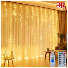 Dimmable Curtain Lights 300/600LED USB Fairy Lights with Remote Timer 8 Modes