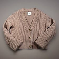 Abercrombie Fitch Textured Stitch V-Neck Cardigan Women S Light Brown Boho