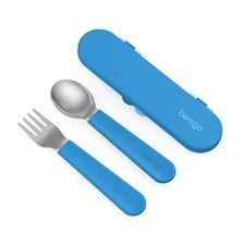 Bentgo Kids Stainless Steel Utensil Set - Reusable Fork, Spoon  Storage Blue