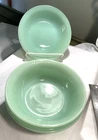 4 Jadite Fire King Jane Ray Berry Bowls 4 5/8" Authentic Vintage Excellent