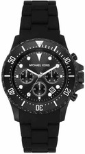 Michael Kors Everest Chronograph Black Silicone Men's Watch 10m WR 45mm MK8980