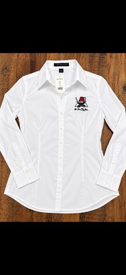 Express Design Studio womenWhite Solid LS Button-Up Point Collar Woven Logo