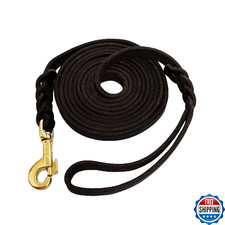 LWBMG Long Leather Dog Leash 15ft,Long Line Pet Leashes,Strong Sturdy Genuine Le