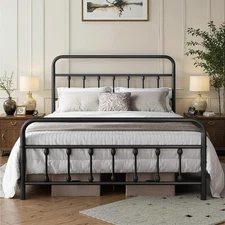 Full Size Bed Frame-Classic Metal Platform Bed Frame Mattress Foundation with...
