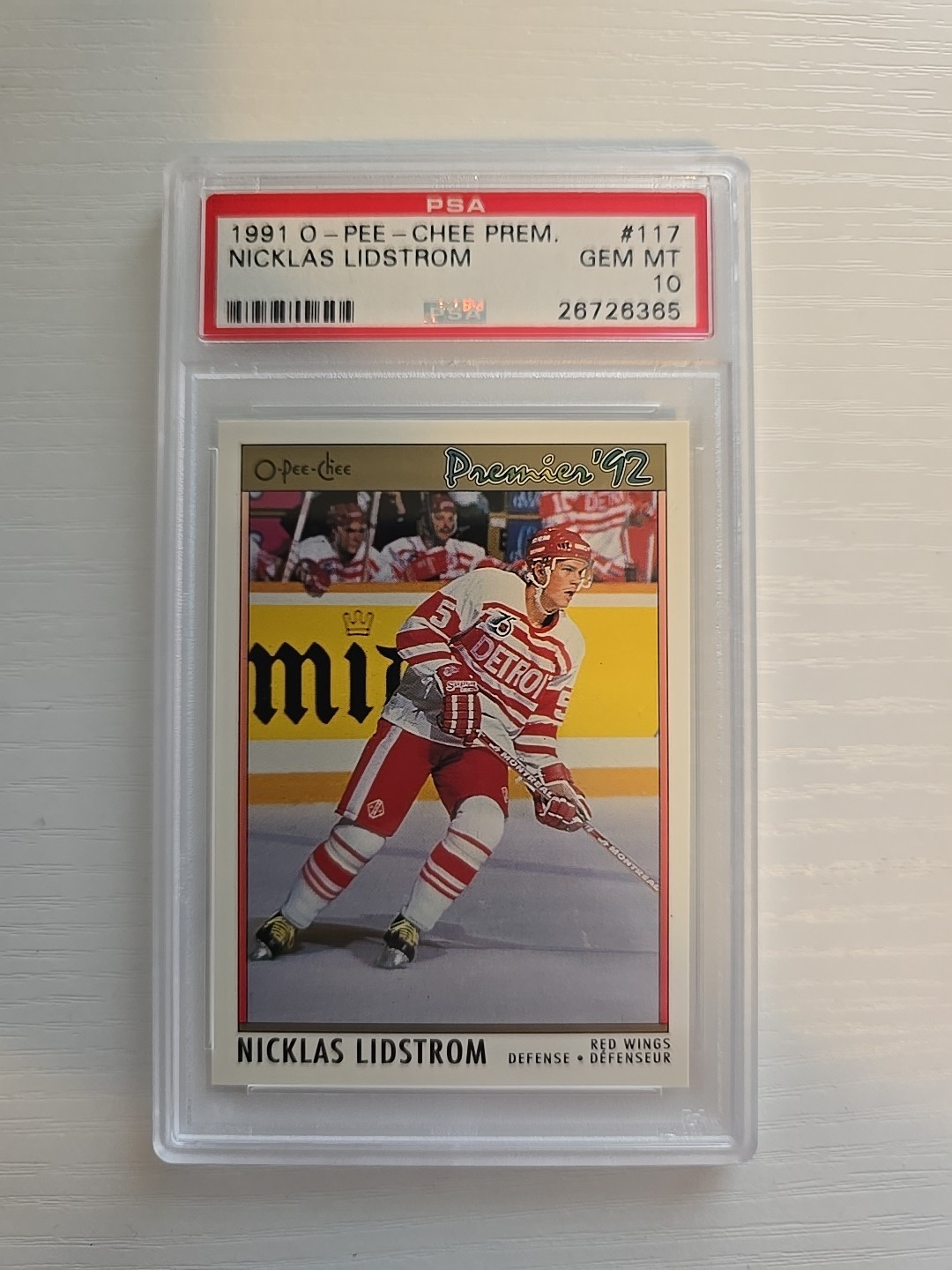 1991 O-PEE-CHEE PREMIER #117 NICKLAS LIDSTROM ROOKIE RC PSA 10