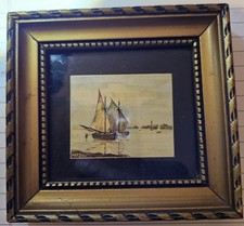 Artist  Matzon, Hungary 1909 - 1986. Water Colour Painting of Costal Landscape.