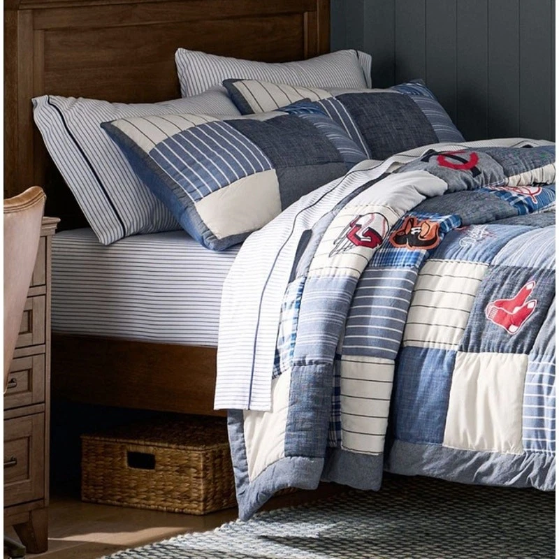 Sábana plana y ajustable Pottery Barn Teen Oxford a rayas talla completa  Foto 3 de 3