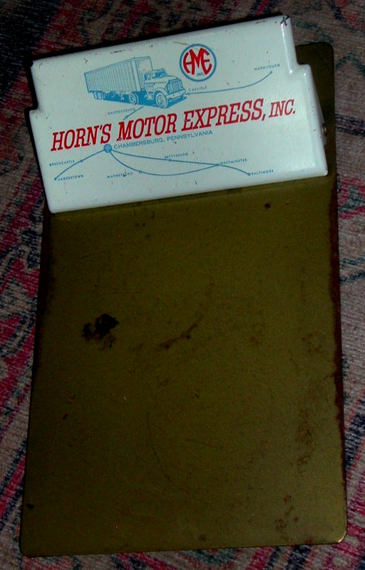 VINTAGE HORNS MOTOR EXPRESS HAGERSTOWN MD CHAMBERSBURG PA CLIPBOARD TRUCKING