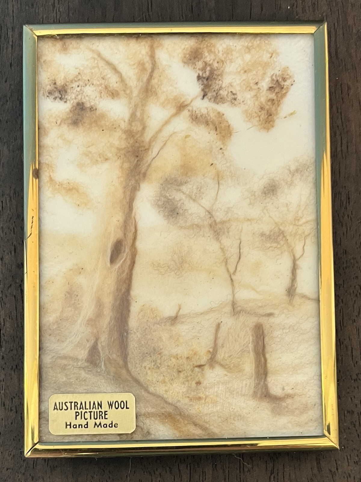 Vintage Sheeps Wool Framed Artwork, Australian Merino Wool Art, Gold Frame  13cm image 7