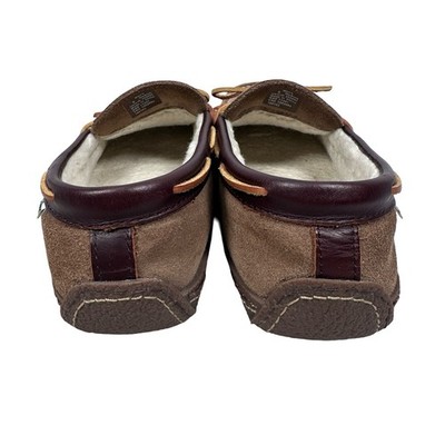 LL Bean Mens Wicked Good Moccasins Brown Suede Shearling  display picture 3
