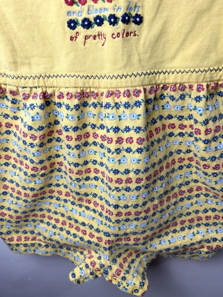 De colección Gymboree Country Meadows Niñas Una Pieza Mameluco Flores Poema Amarillo 1998 XS  Foto 3 de 4