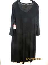 FADED GLORY SZ XXL NWT Black FG HATCHI Thin Soft Knit-Cloth Sweater Dress