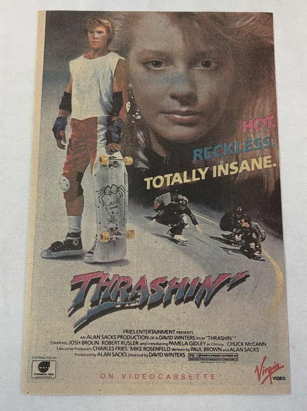 1987 THRASHIN' skateboarding movie ad page