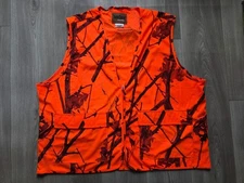 Deer Camp Blaze Orange Hunting Vest W/ Tree Camo Print & Pockets