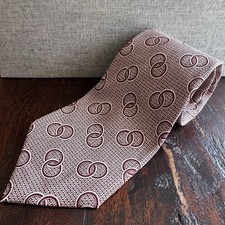 Polo Ralph Lauren Preppy Rings Silk Tie USA Made Vintage Burgandy Cream
