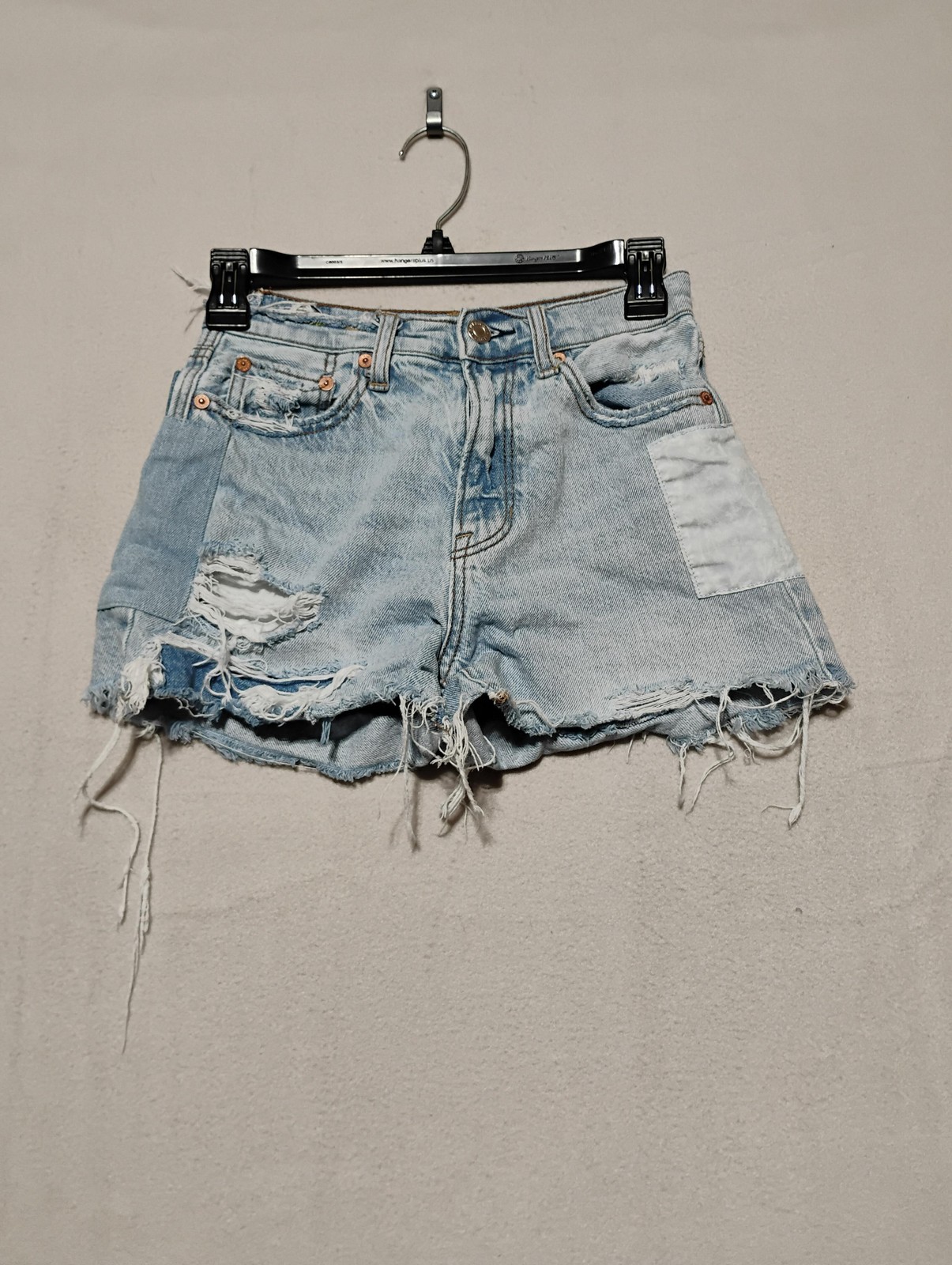American Eagle Outfitters Shorts Womens 00 Light Wash Distressed Patchwork Y2K