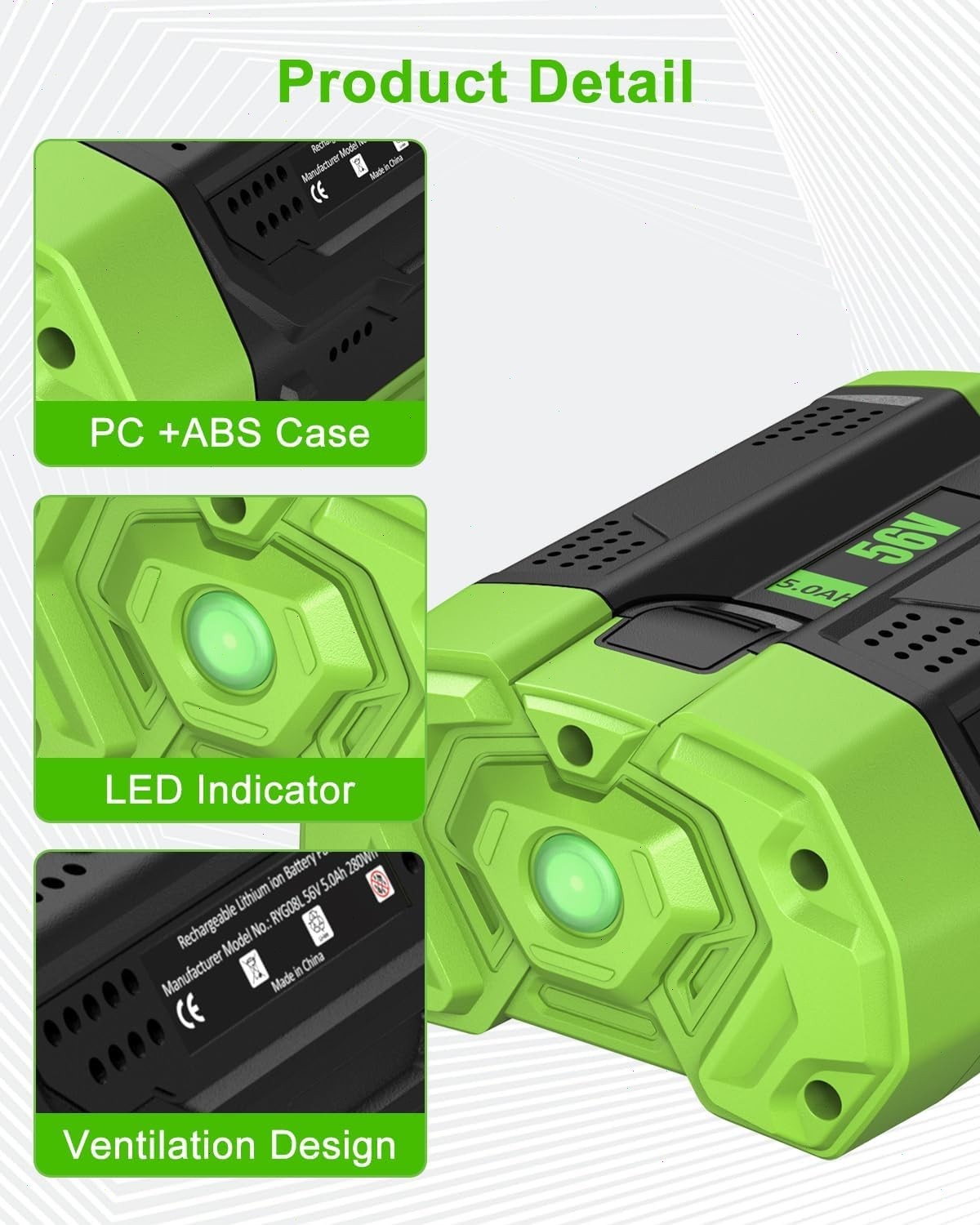 2pack For EGO 56V 5.0Ah 56 Volt BA1400 POWER Lithium Ion Battery BA2240 BA1120