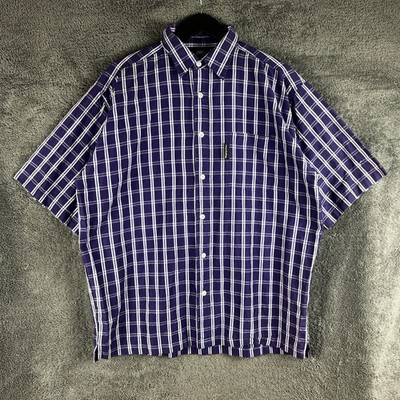 Vintage Kangaroo Poo Navy Check Short Sleeve Shirt Mens XL Button Up Surfwear