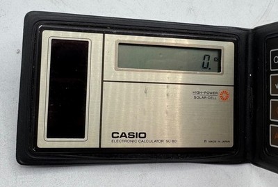 Vintage Casio SL-80 Solar Calculator Leather Case Japan Tested Works