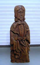 Antique Folk Art Primitive Hand Carved Wood Religious Figure Sculpture