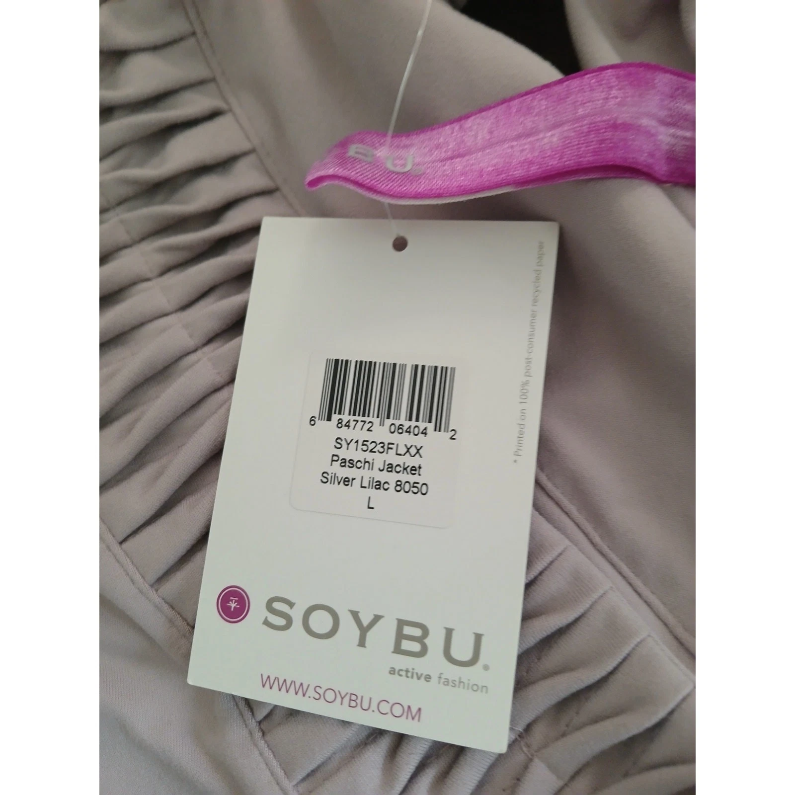 VETEMENTS Felpa con cappuccio Soybu Yoga allenamento Pintuck Paschi giacca argento lilla nuova con etichetta grande