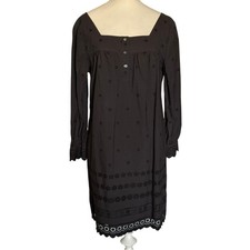 MADEWELL Black Floral Eyelet Embroidered Cotton Square Neck Shift Shirt Dress S