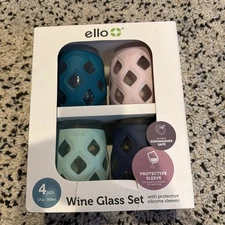 ello Stemless Wine Or Cocktail Glass Set With Protective Silicone Sleeves