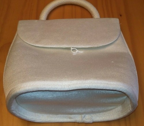Vintage Handbag Purse White Cream Snap Button Braided Handle Bag - Picture 2 of 9