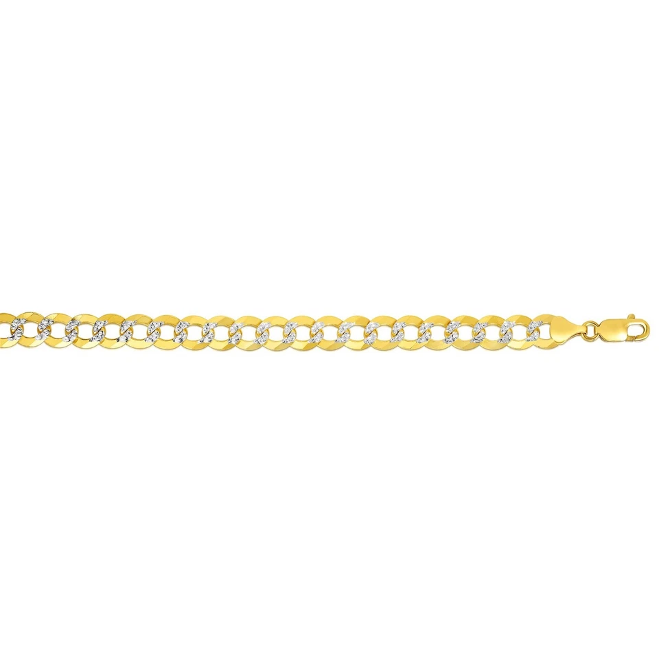 Cadena/collar PAVE de oro amarillo + blanco macizo de 14 k 22" 3,6 mm 7,8 grms