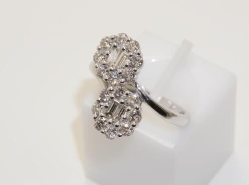 18carat 18k White Gold Diamond Set 3/4ct Double Cluster Ring Size UK-I US-4 1/4 - 第 1/10 張圖片