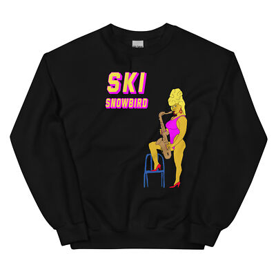 Snowbird Ski Saxophone Lady Skiing Skier Crewneck Sweatshirt
