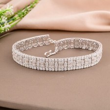 14.20 Ct Lab Grown CVD Baguette Diamond Choker Wedding Necklace 14k White Gold